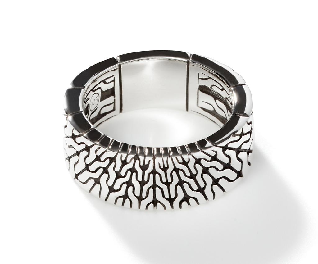 Carved Chain Silver Band Ring